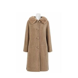 Vtg 1960s Brown Suede W/ Mink Fur Collar Side Slits Womens Coat Jacket Size 12